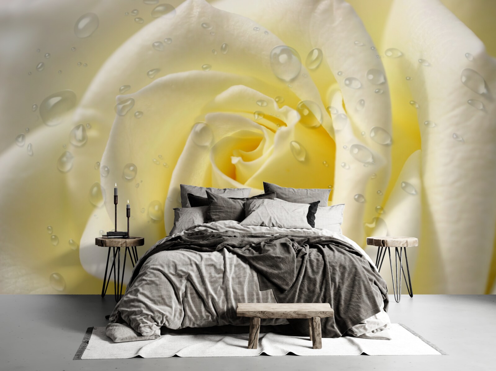 Fototapeta krople deszczu na żółtej róży