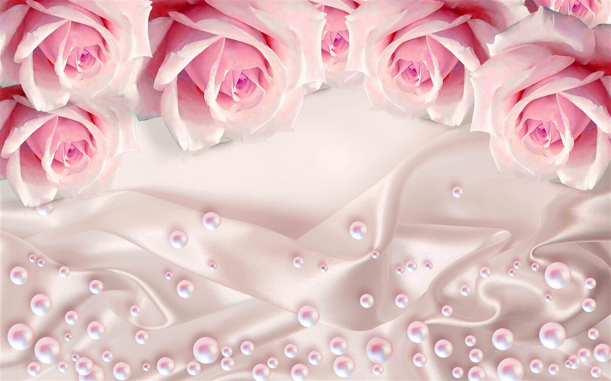 Fototapeta perły i różowe kwiaty