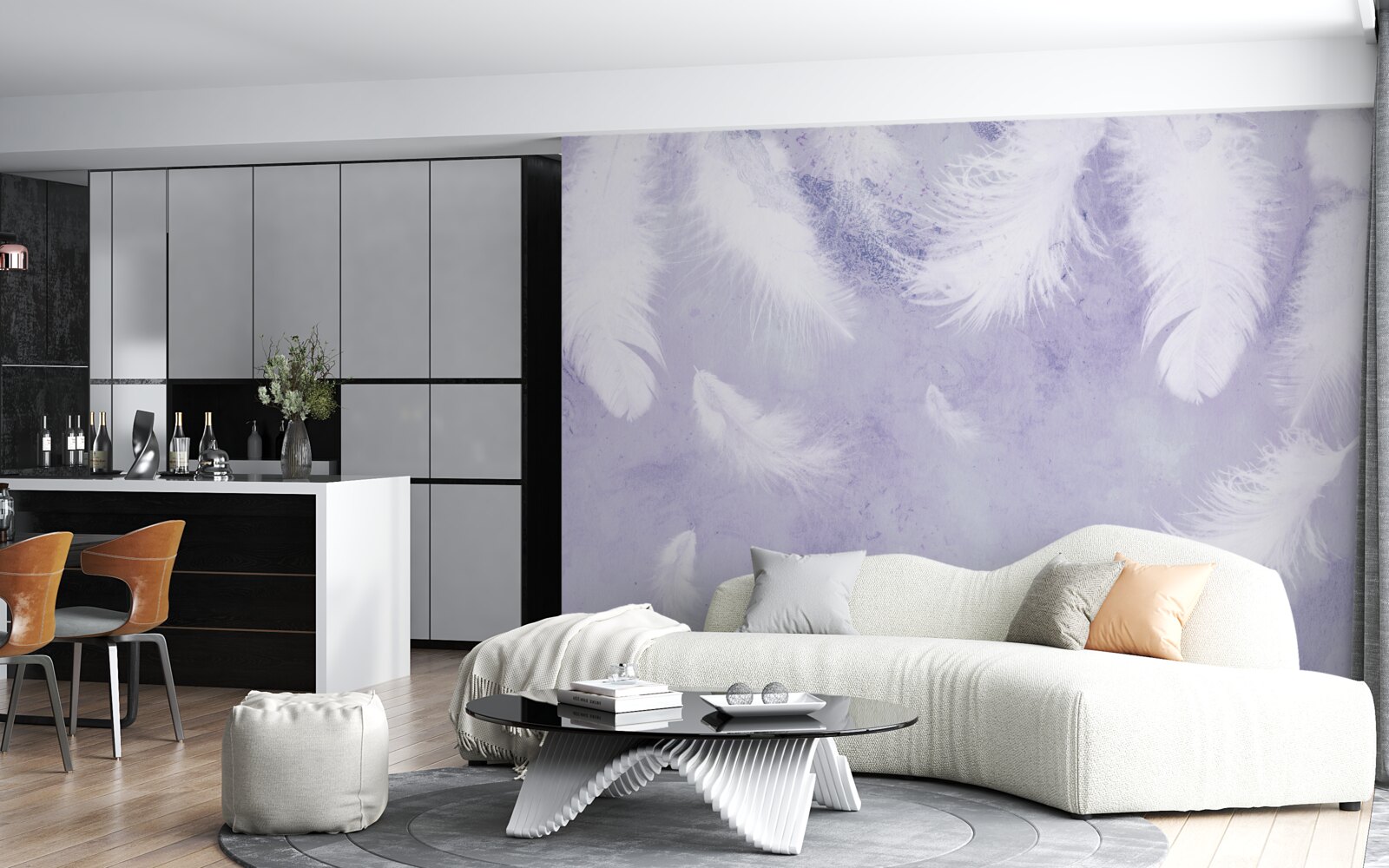 Fototapeta pływające białe pióra