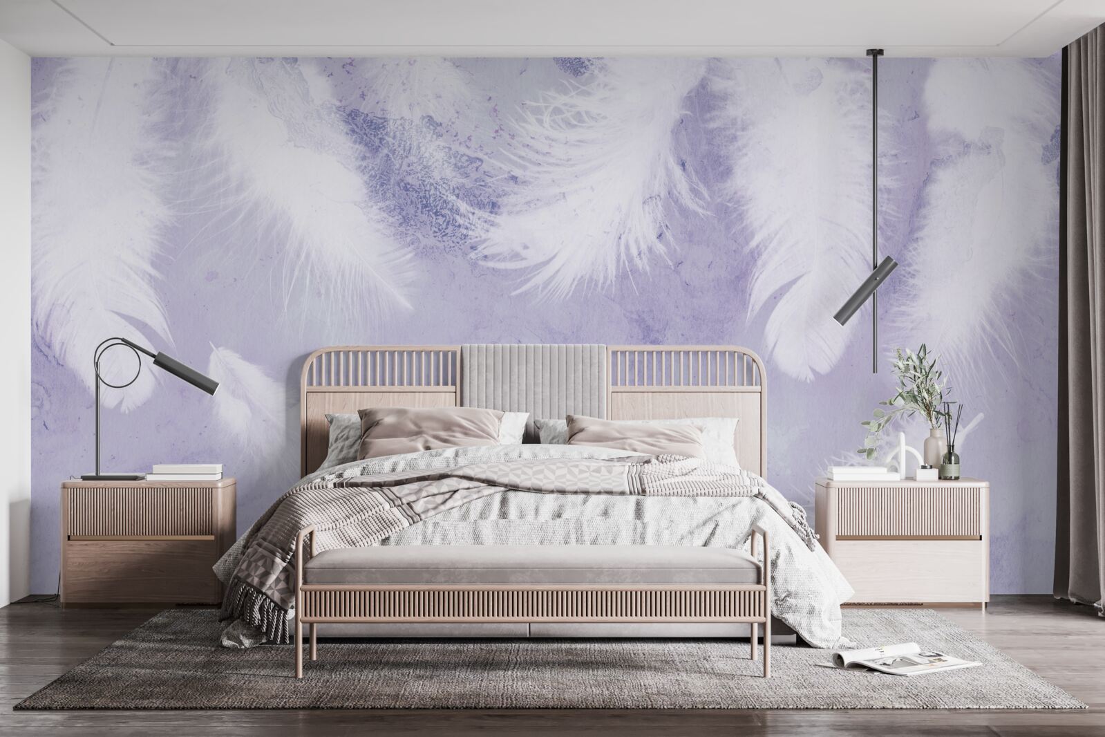 Fototapeta pływające białe pióra