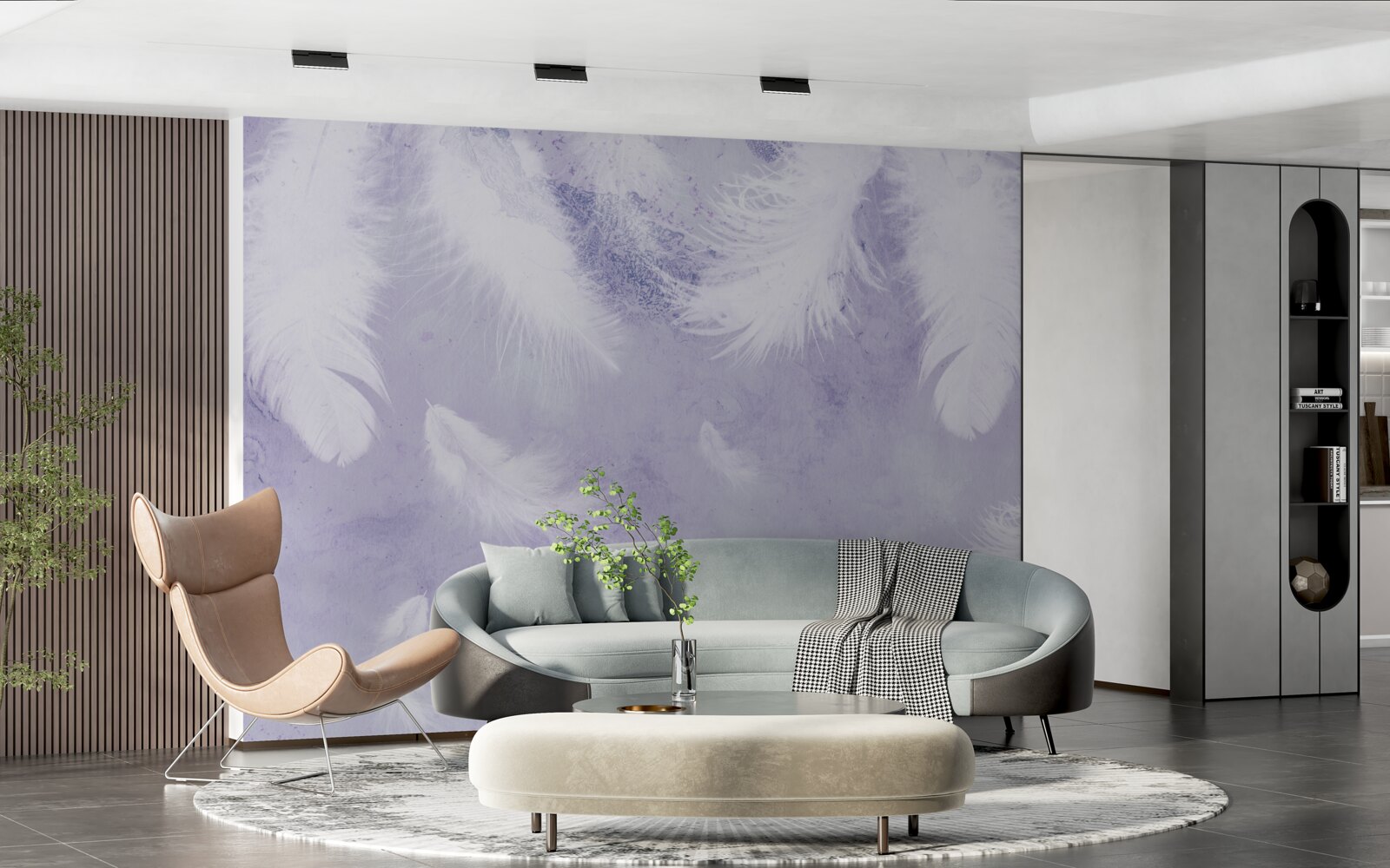 Fototapeta pływające białe pióra