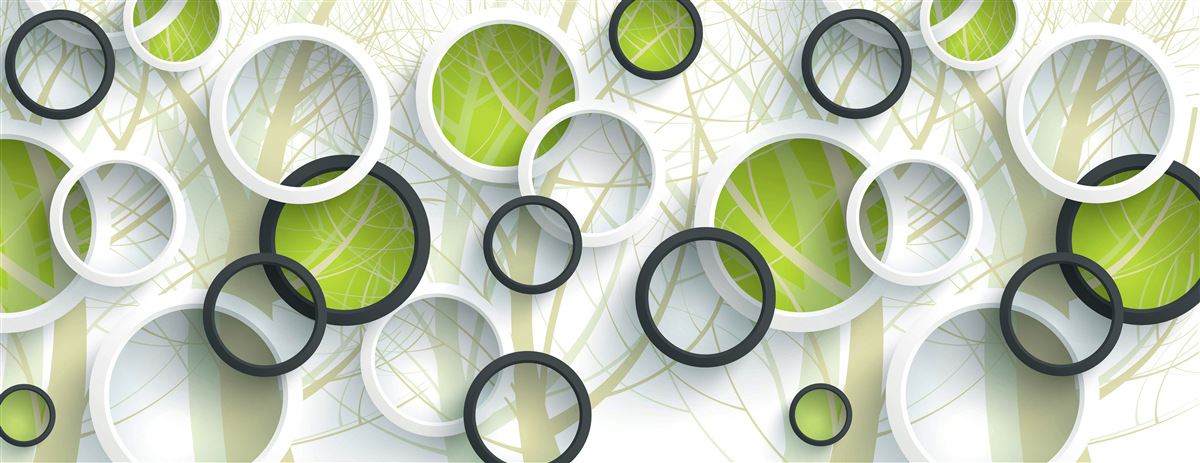 Fototapeta białe i zielone kółka nałożone na siebie