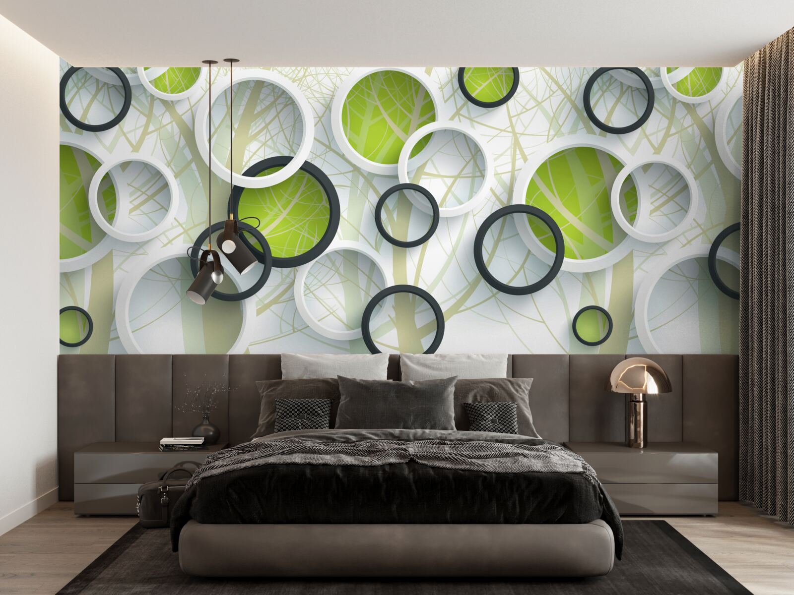 Fototapeta białe i zielone kółka nałożone na siebie