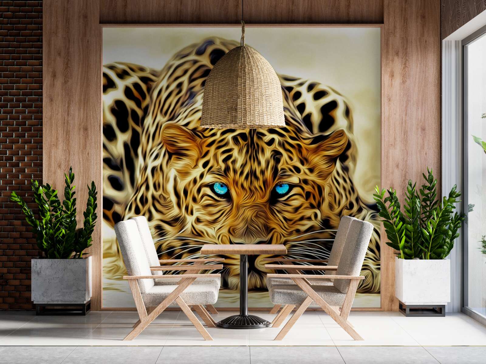 Fototapeta z niebieskimi oczami pantera się ukryła