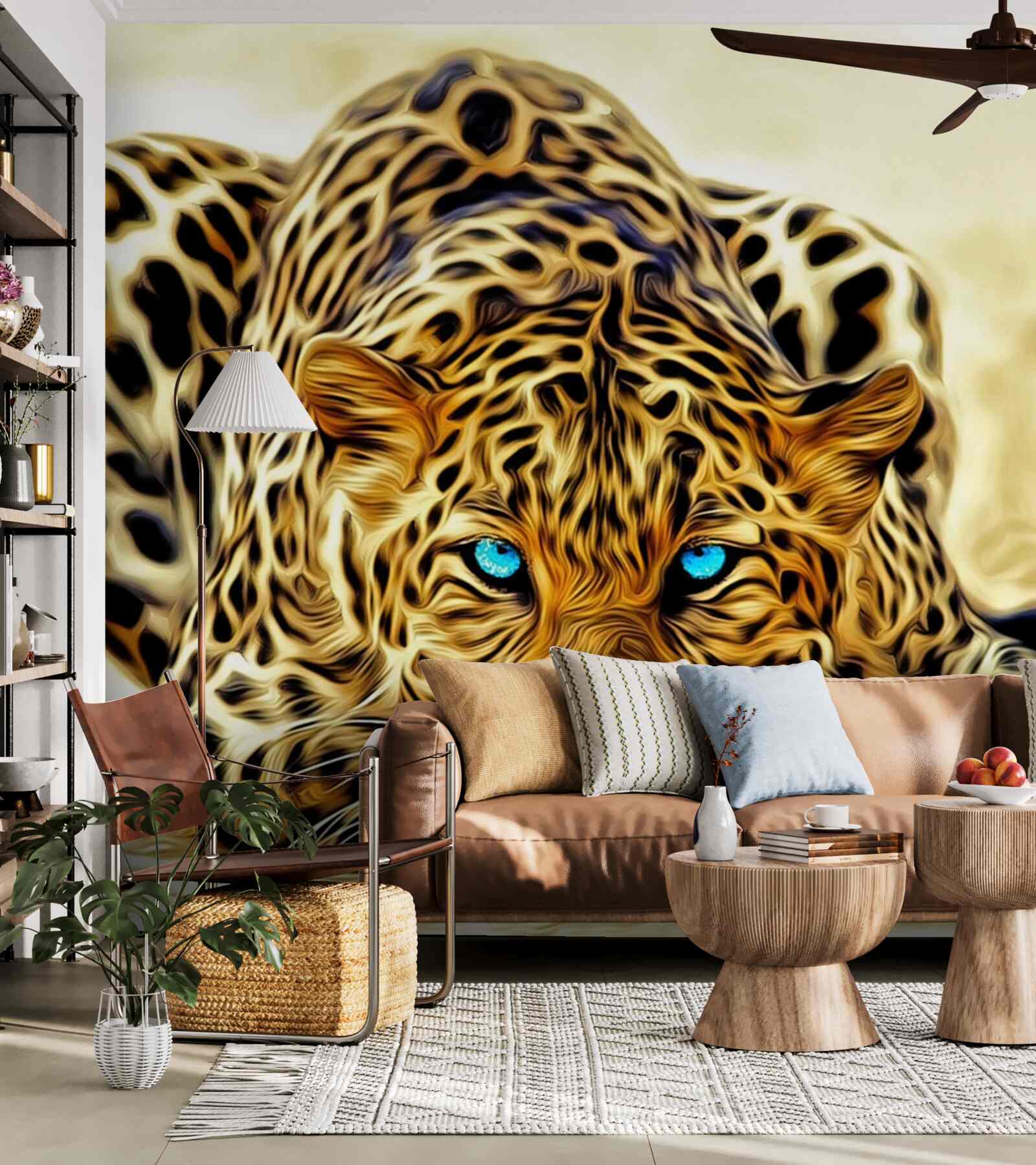 Fototapeta z niebieskimi oczami pantera się ukryła