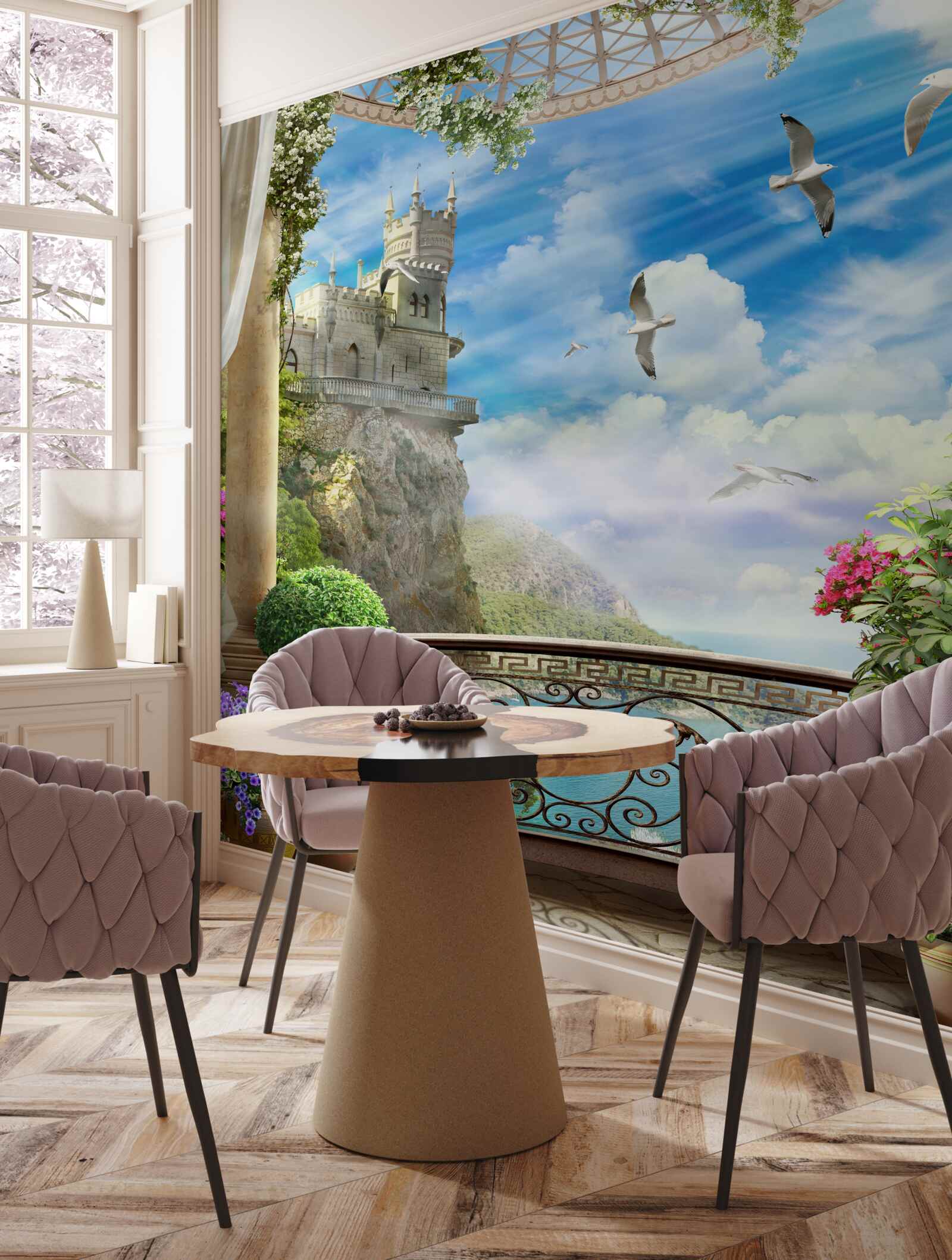 Fototapeta taras z widokiem na ostoję jaskółek