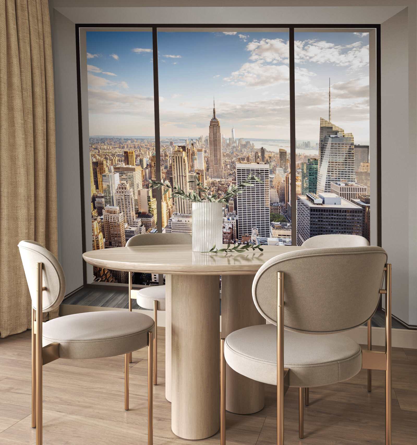 Fototapeta widok z okna na nowy jork o poranku