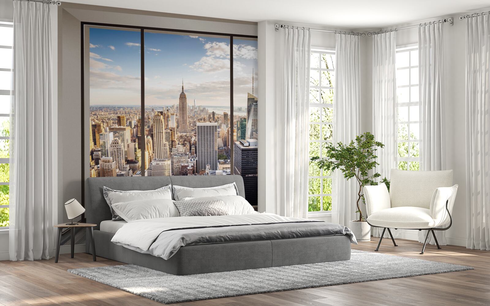 Fototapeta widok z okna na nowy jork o poranku