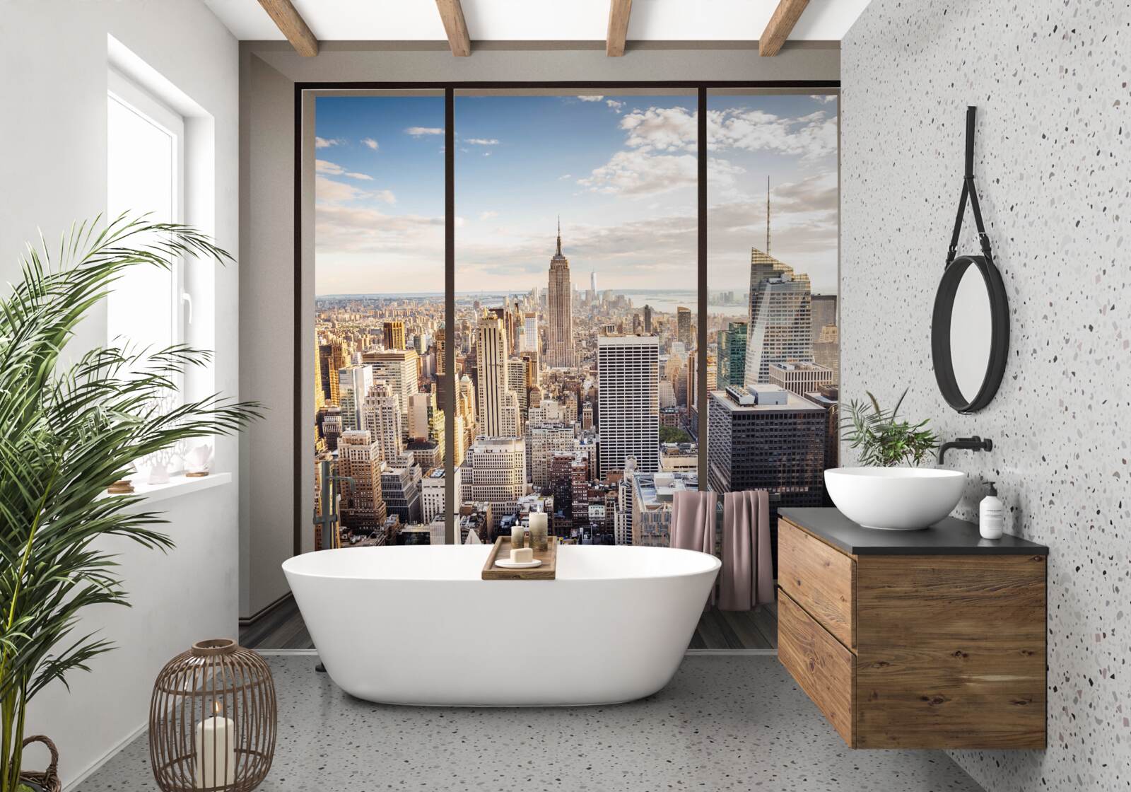 Fototapeta widok z okna na nowy jork o poranku