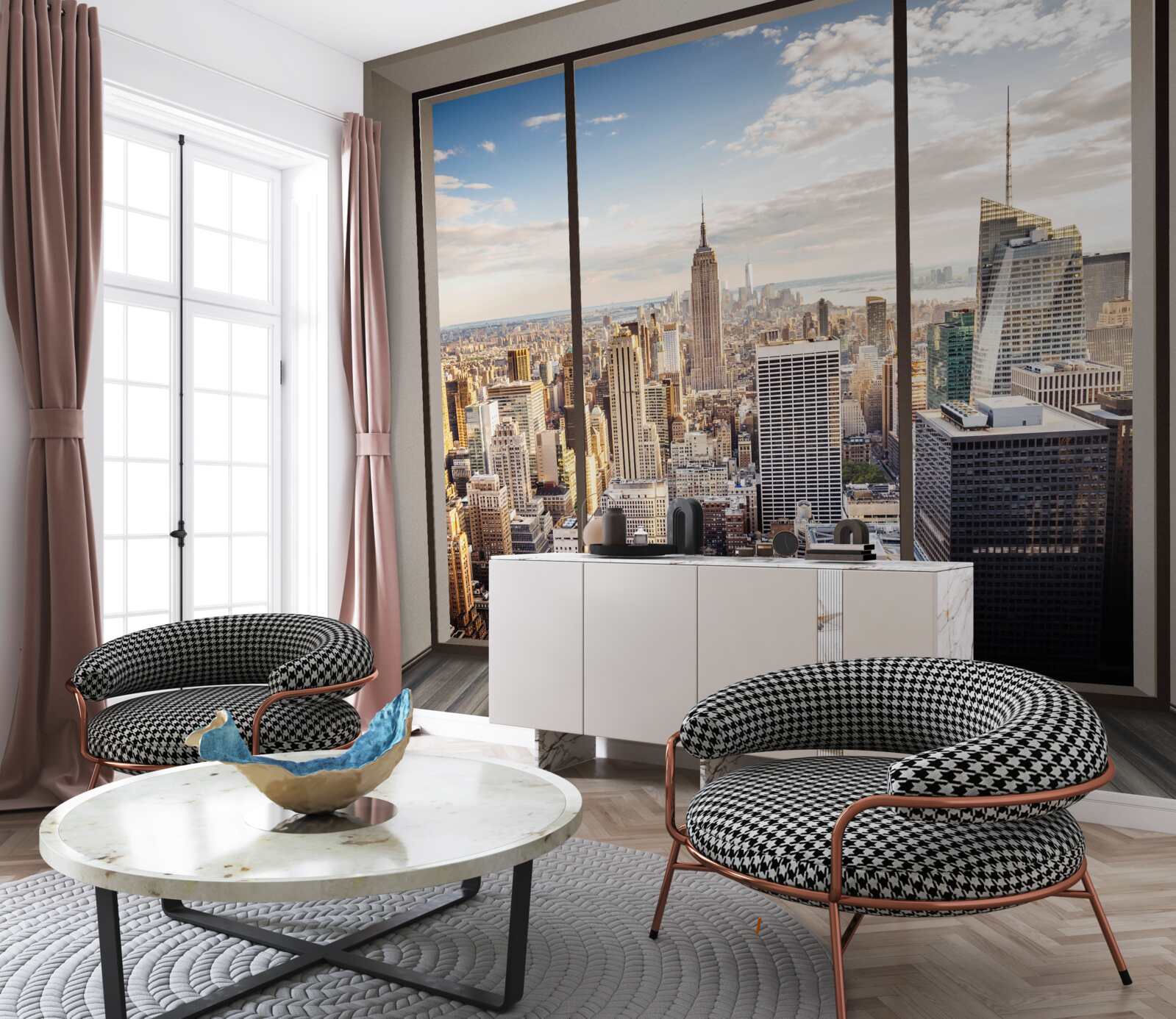 Fototapeta widok z okna na nowy jork o poranku