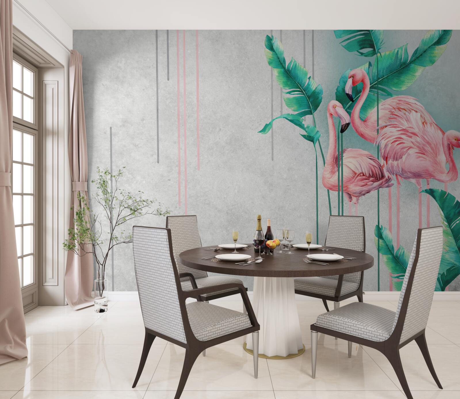 Fototapeta tropikalne różowe flamingi