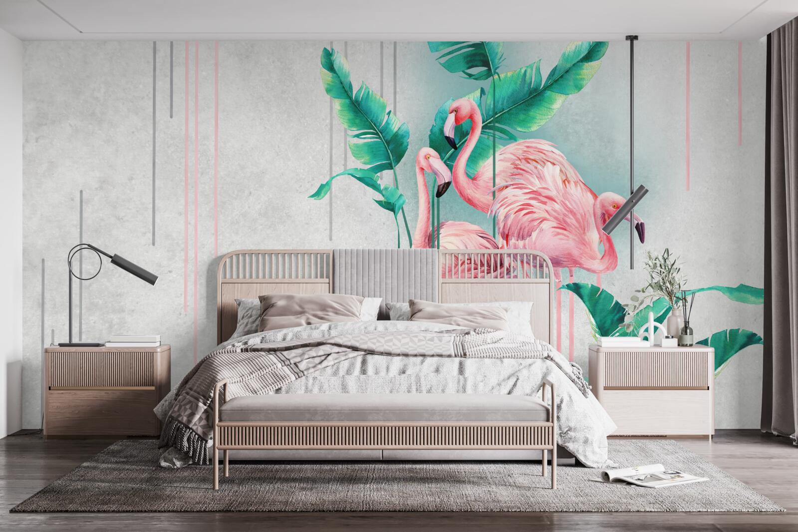 Fototapeta tropikalne różowe flamingi