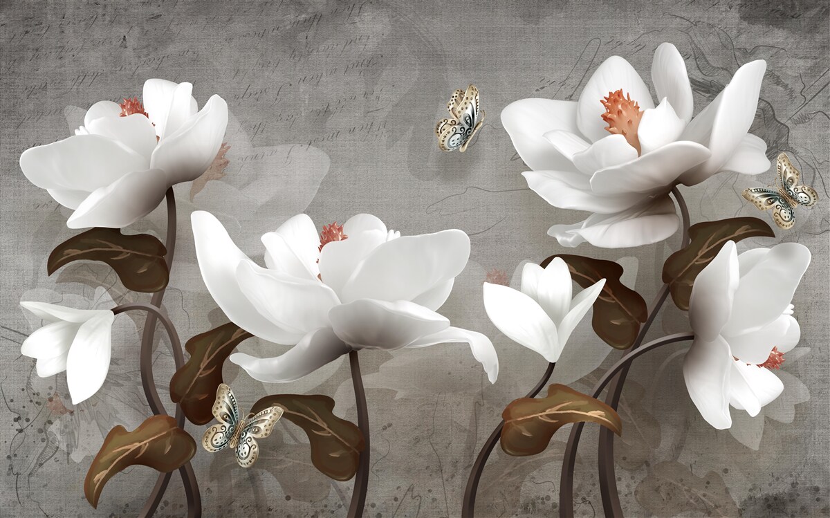 Fototapeta Ćma przelatująca nad śnieżnobiałymi pąkami