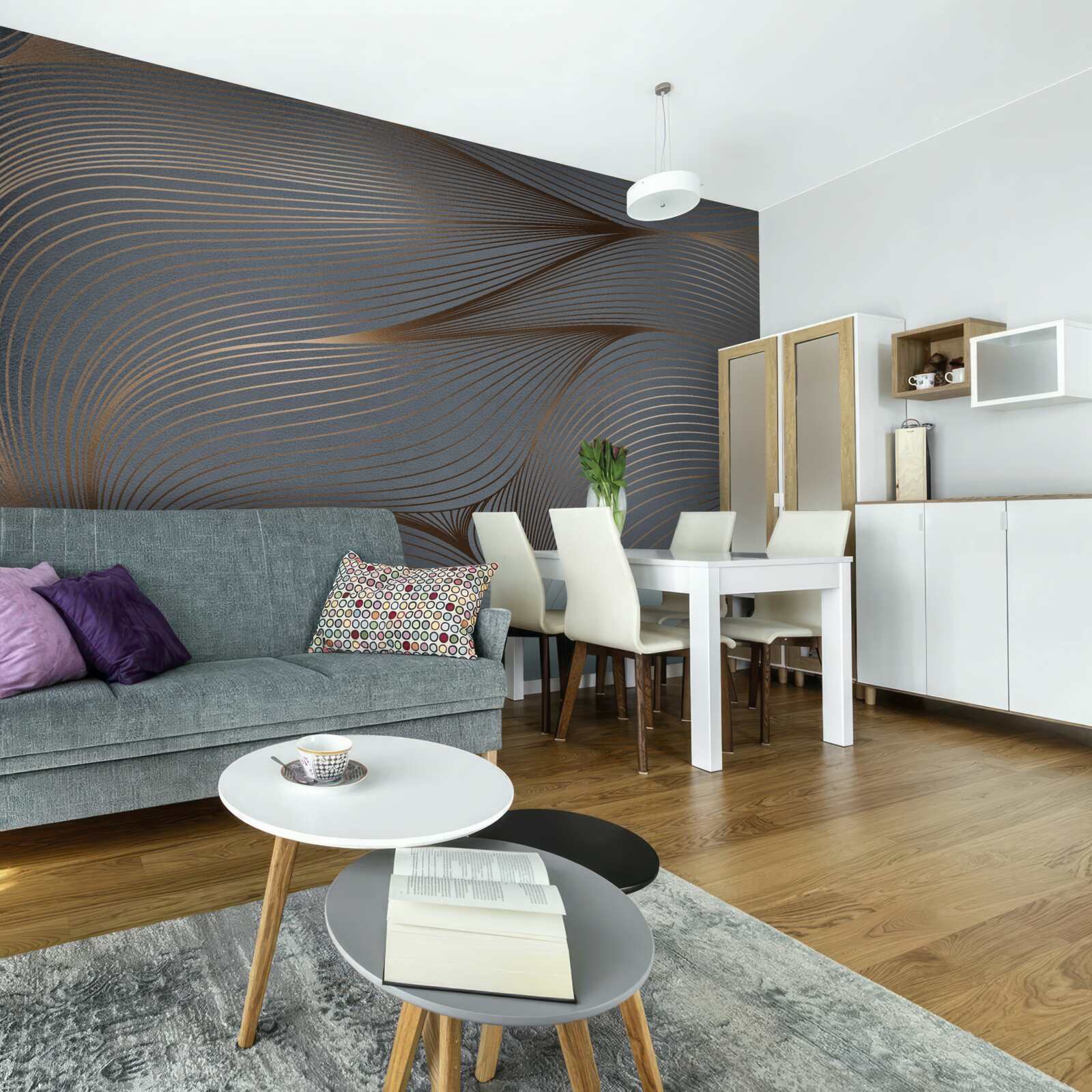 Fototapeta abstrakcyjne linie o gładkości i złotych krawędziach