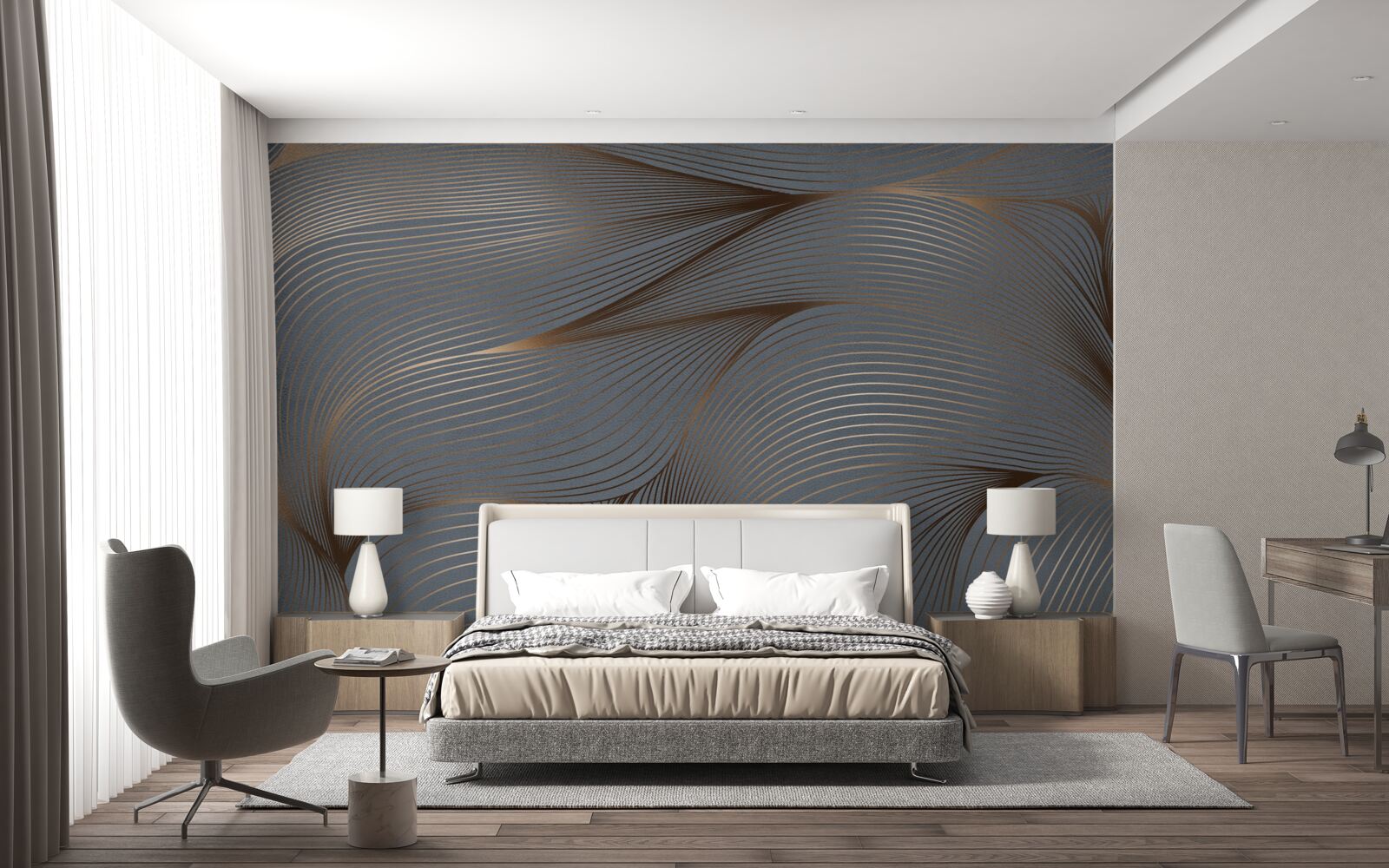 Fototapeta abstrakcyjne linie o gładkości i złotych krawędziach