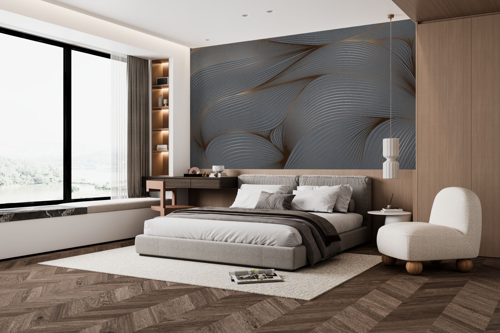 Fototapeta abstrakcyjne linie o gładkości i złotych krawędziach