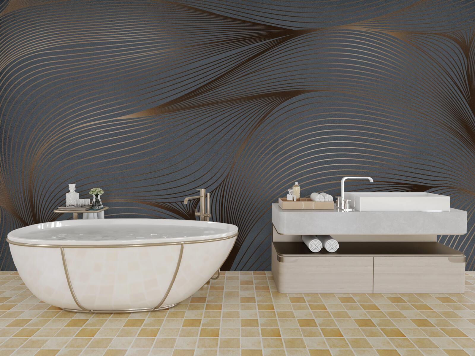 Fototapeta abstrakcyjne linie o gładkości i złotych krawędziach