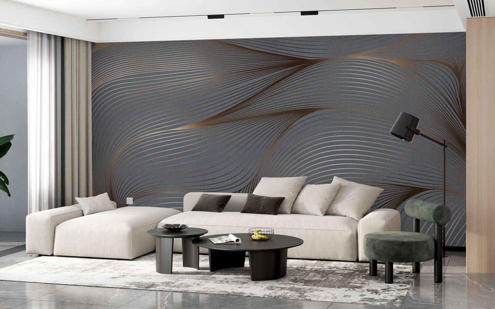 Fototapeta abstrakcyjne linie o gładkości i złotych krawędziach