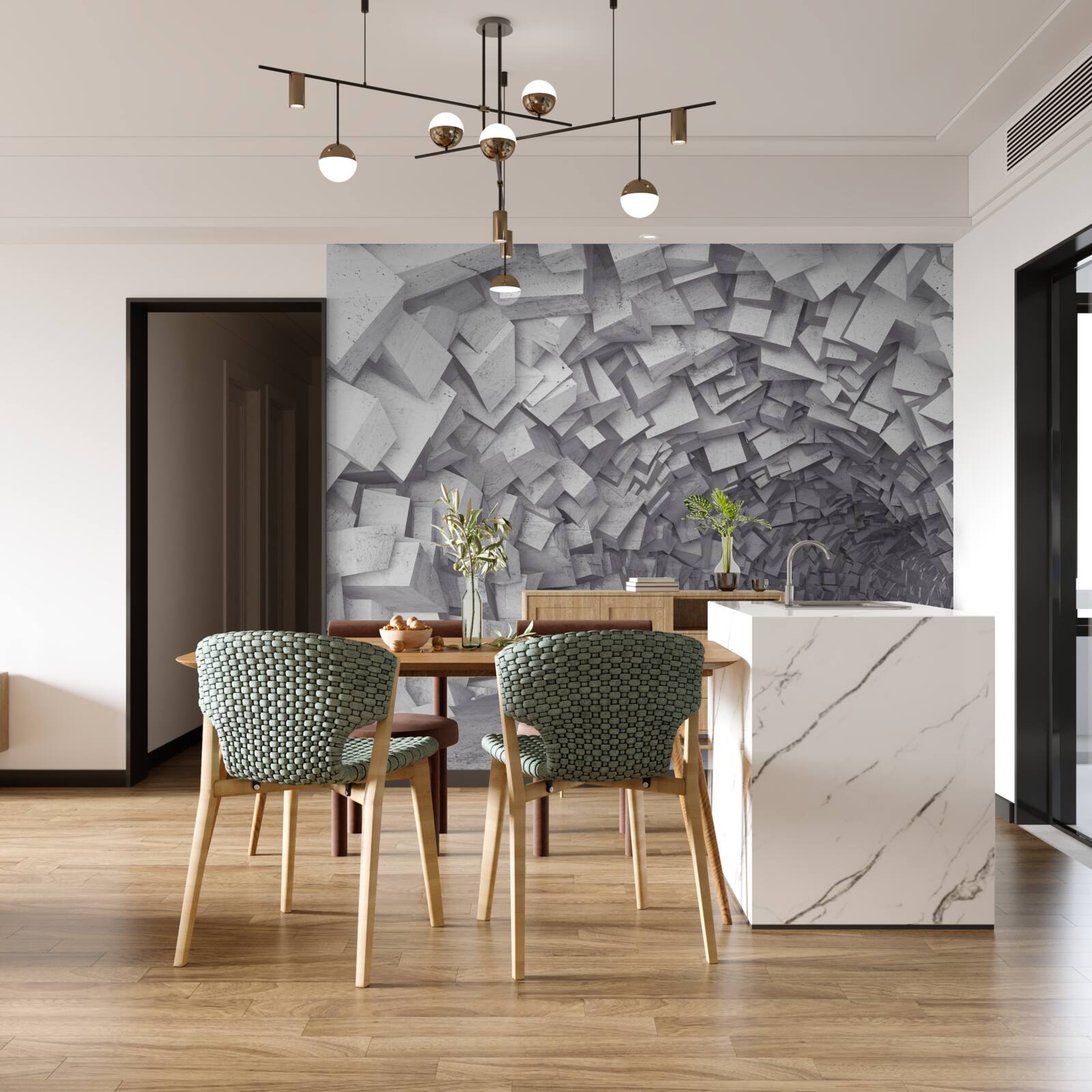 Fototapeta kształty 3d tworzą tunel