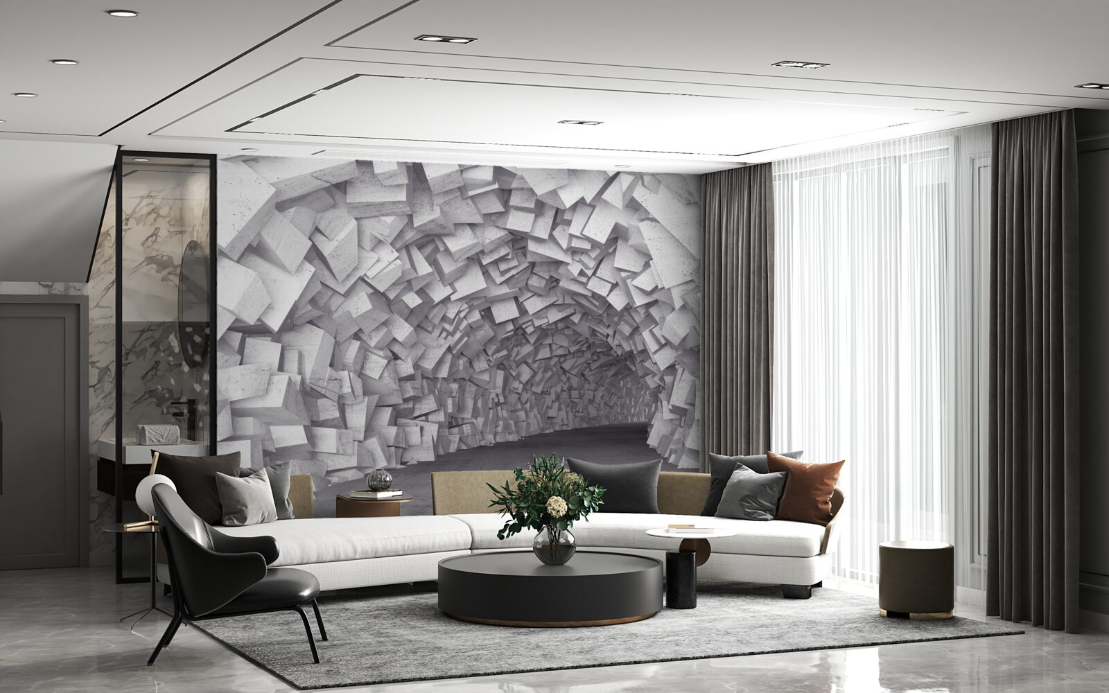 Fototapeta kształty 3d tworzą tunel