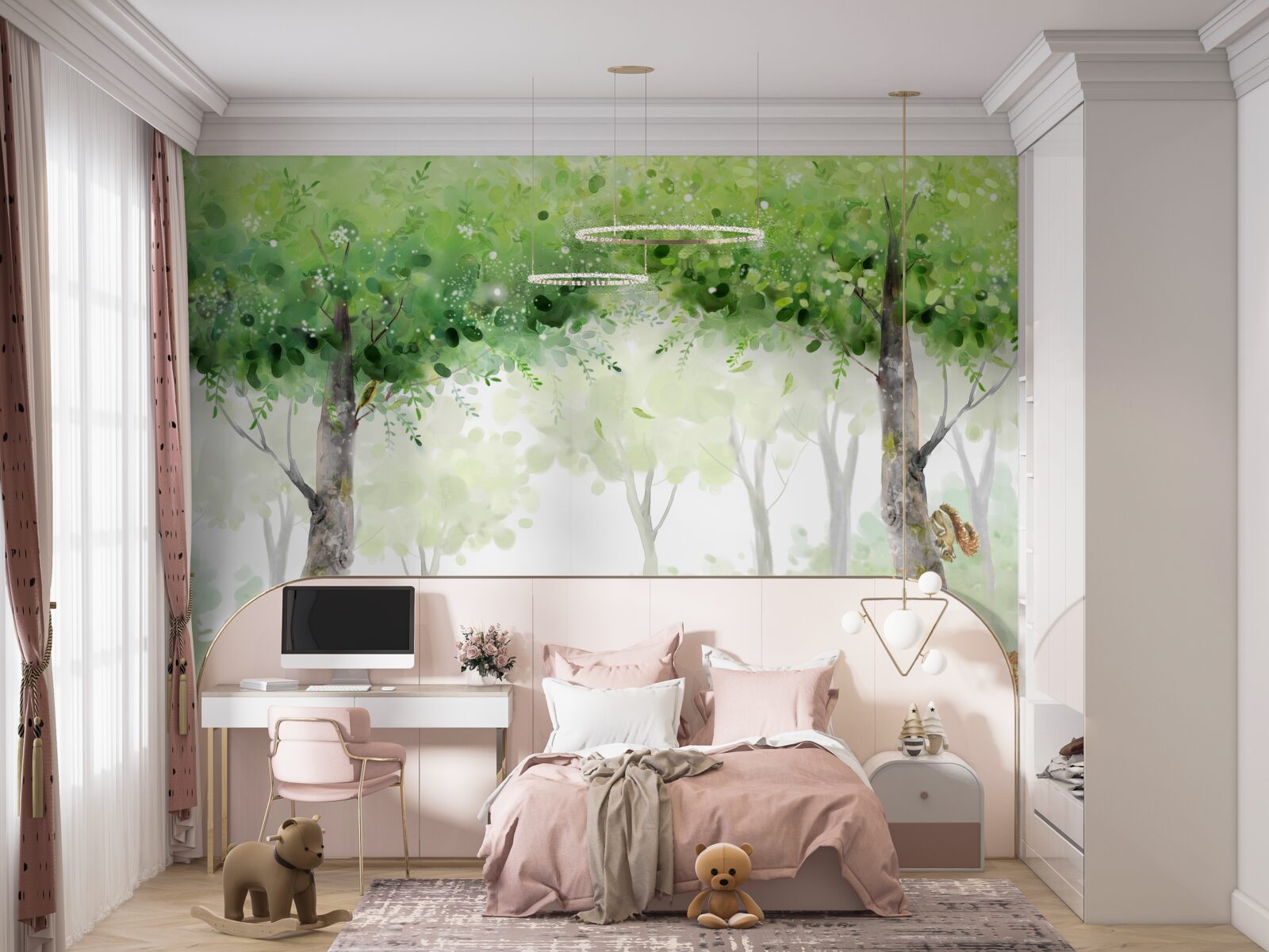 Fototapeta letni las malowany akwarelą