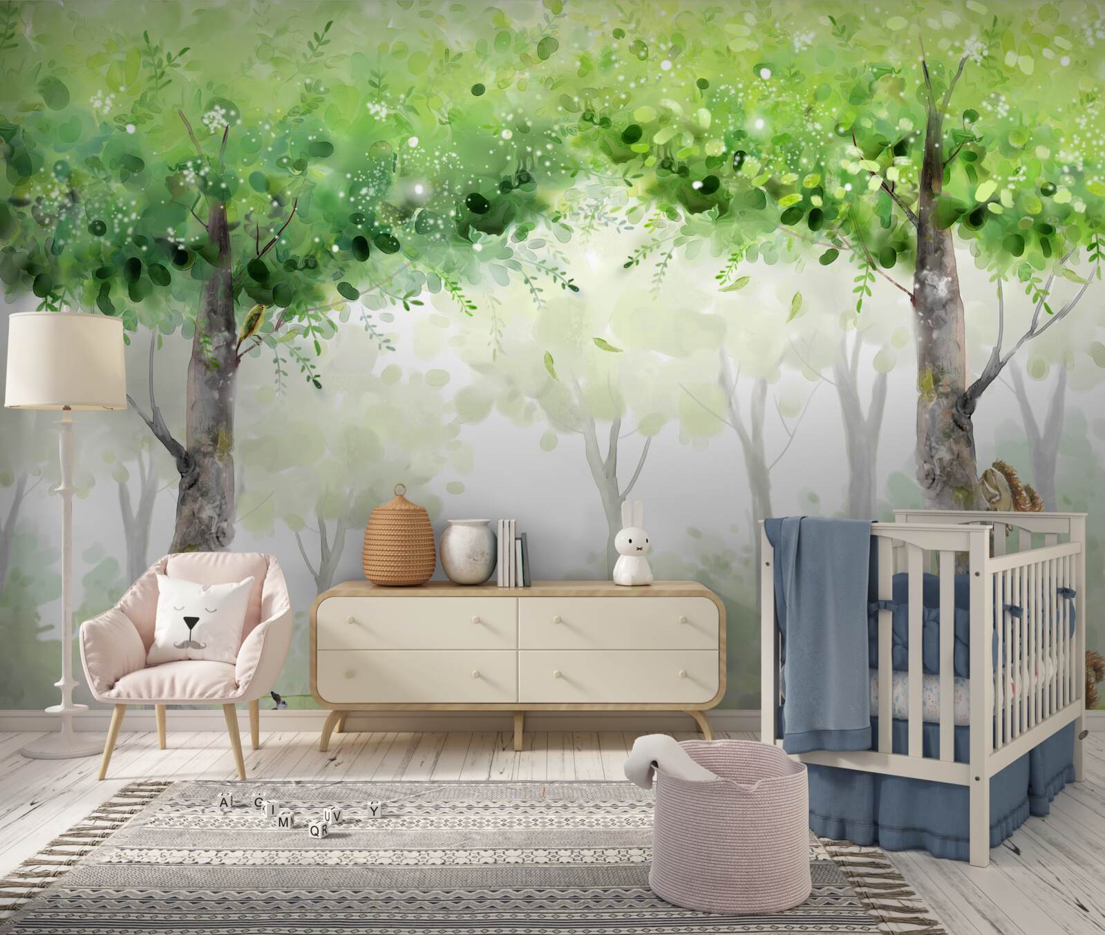 Fototapeta letni las malowany akwarelą