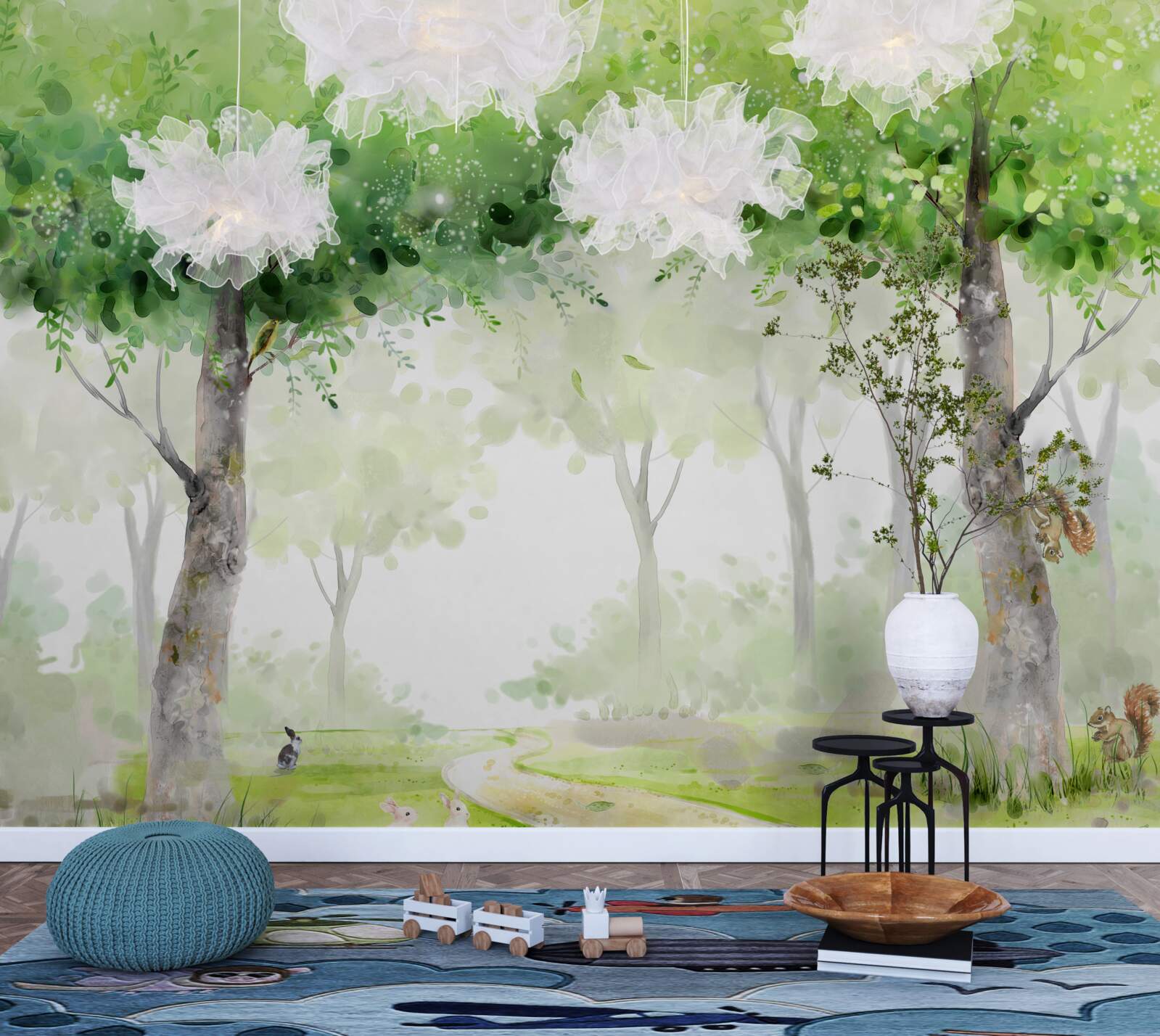 Fototapeta letni las malowany akwarelą