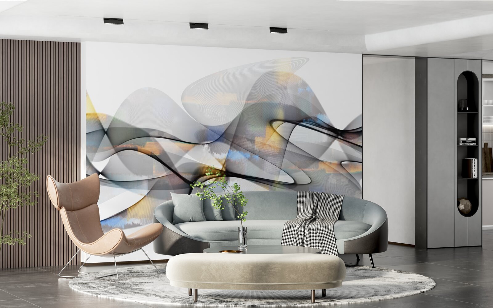 Fototapeta struktura dymu ze złotymi elementami