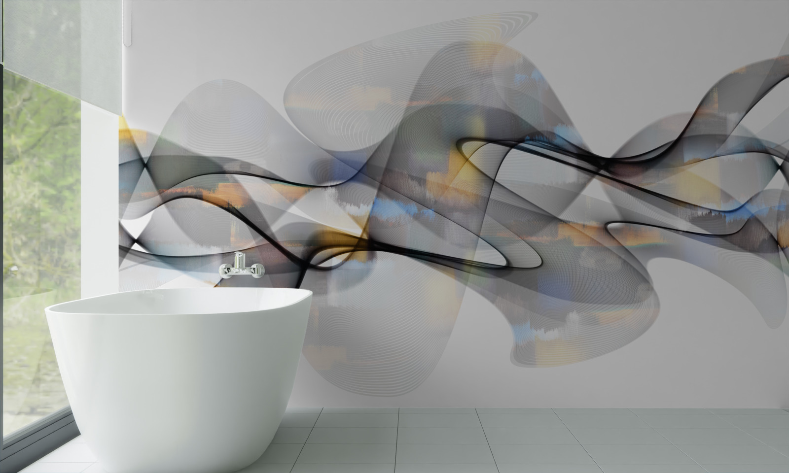 Fototapeta struktura dymu ze złotymi elementami