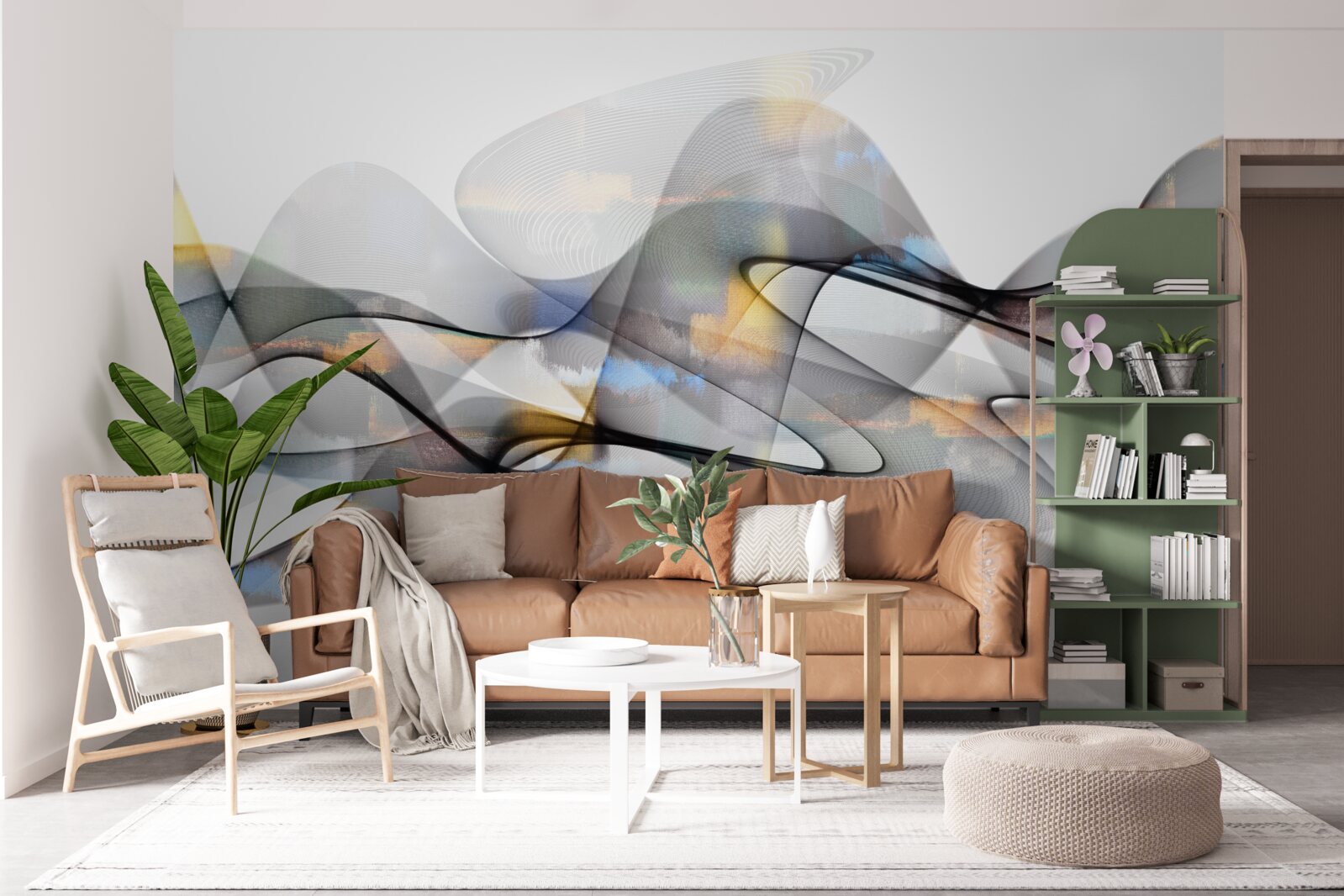 Fototapeta struktura dymu ze złotymi elementami