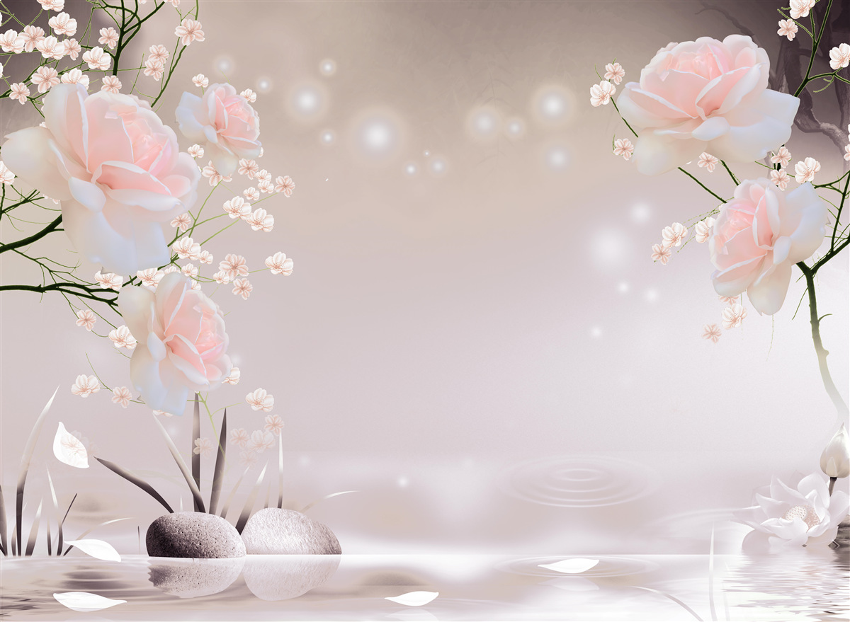 Fototapeta miękka róża w kolorze herbaty na gałęziach