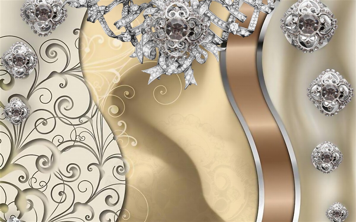 Fototapeta kwiaty wykonane ze srebra na złocie