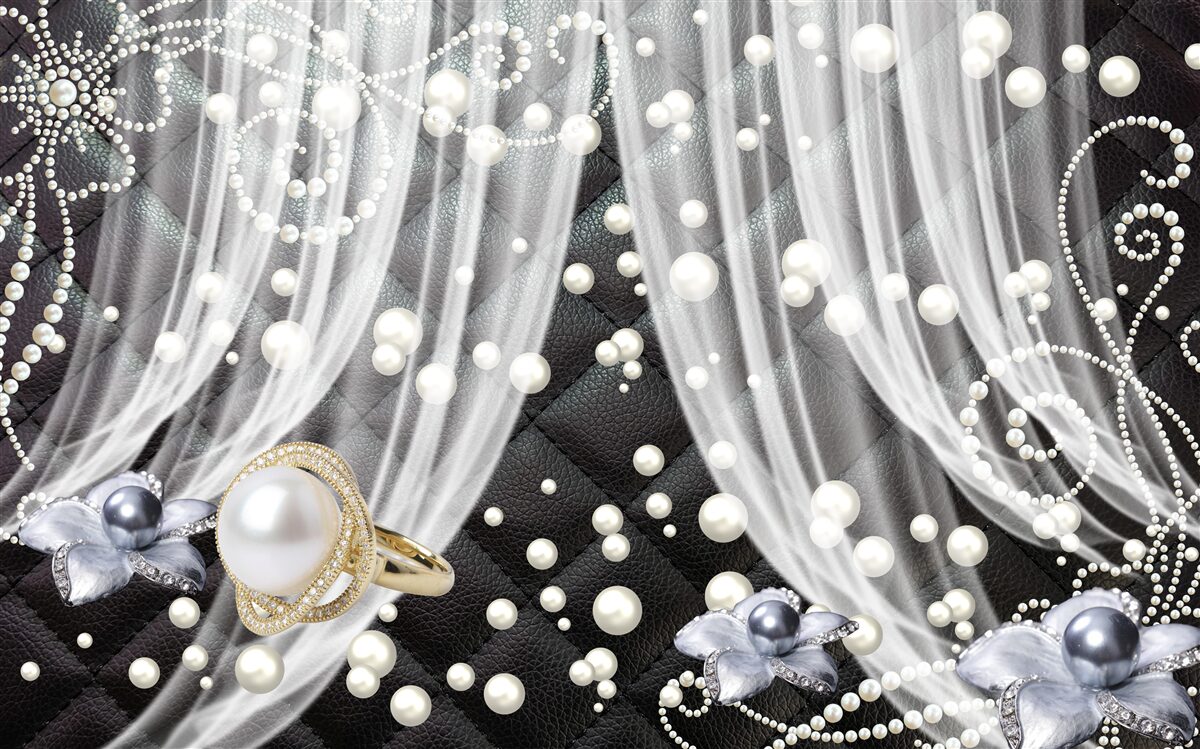 Fototapeta złote dekoracje i białe zasłony