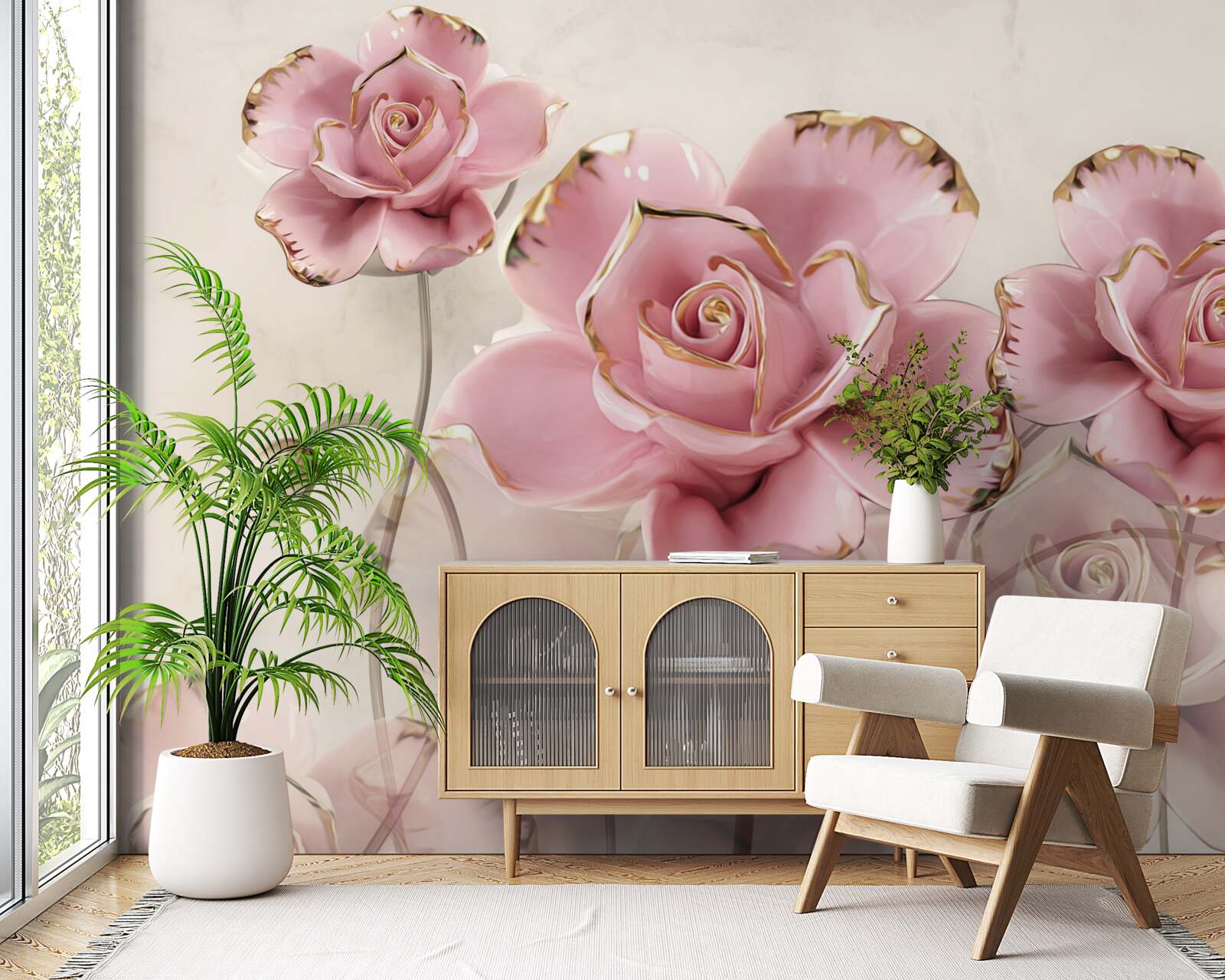 Fototapeta stylowa różowa róża z delikatnymi policzkami