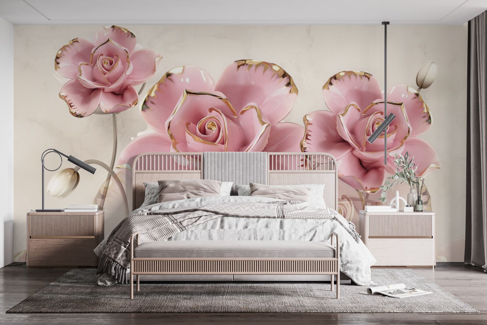 Fototapeta stylowa różowa róża z delikatnymi policzkami