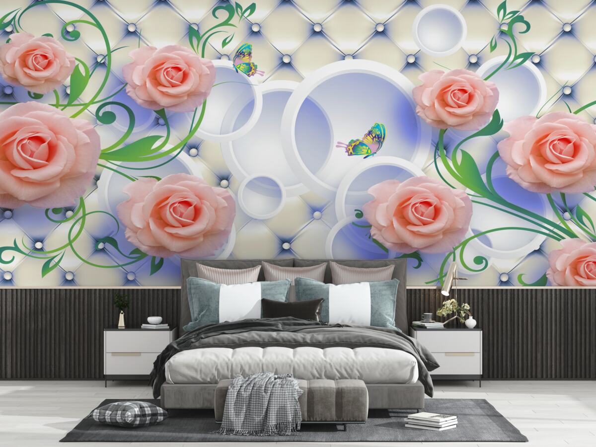 Fototapeta na gałęziach kwitną pąki róż herbacianych