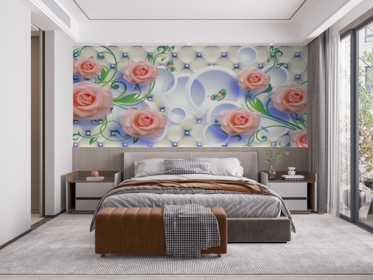 Fototapeta na gałęziach kwitną pąki róż herbacianych