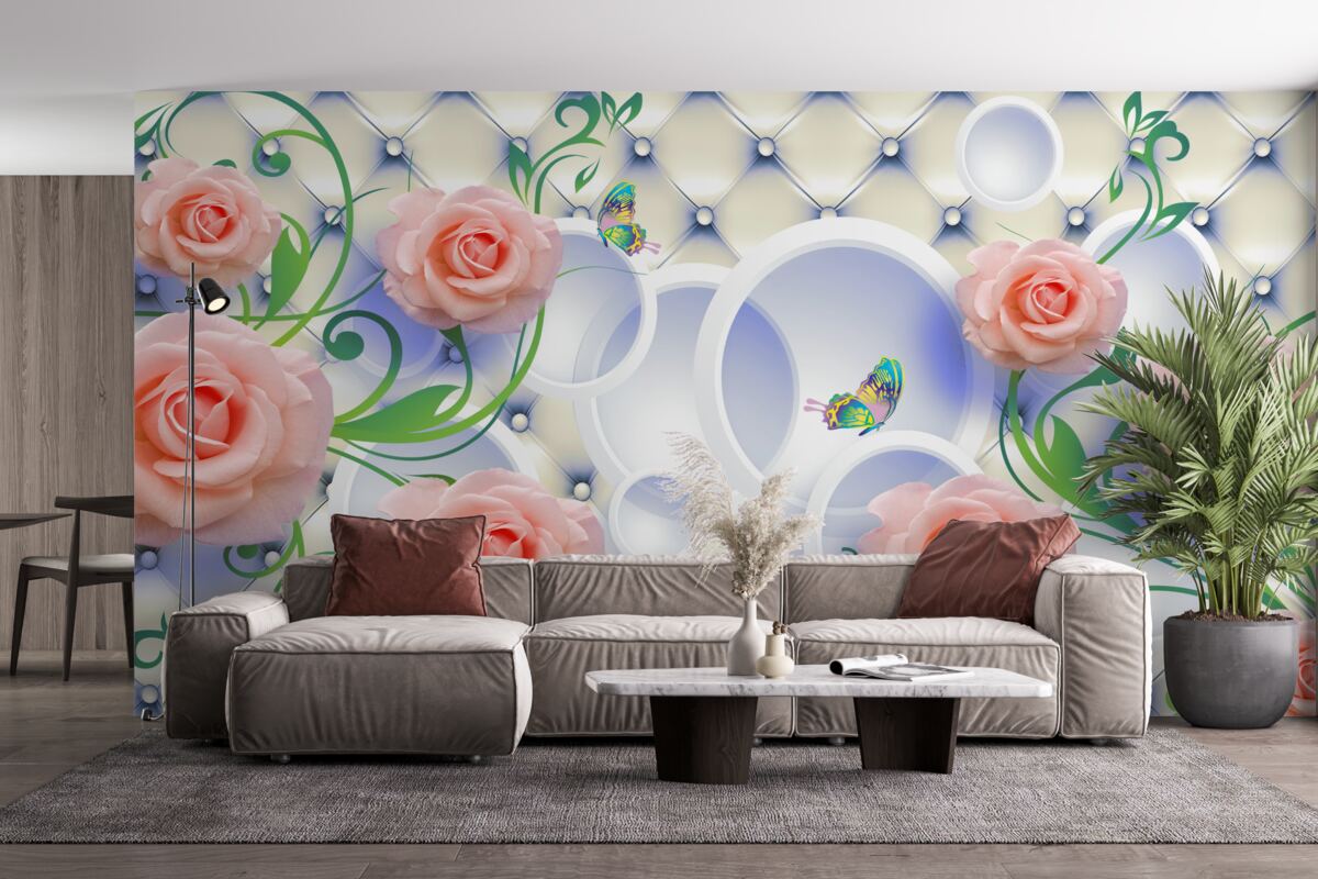 Fototapeta na gałęziach kwitną pąki róż herbacianych