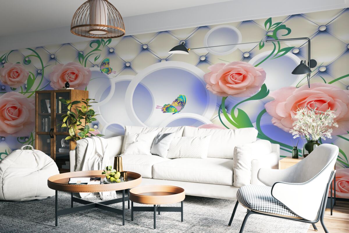 Fototapeta na gałęziach kwitną pąki róż herbacianych