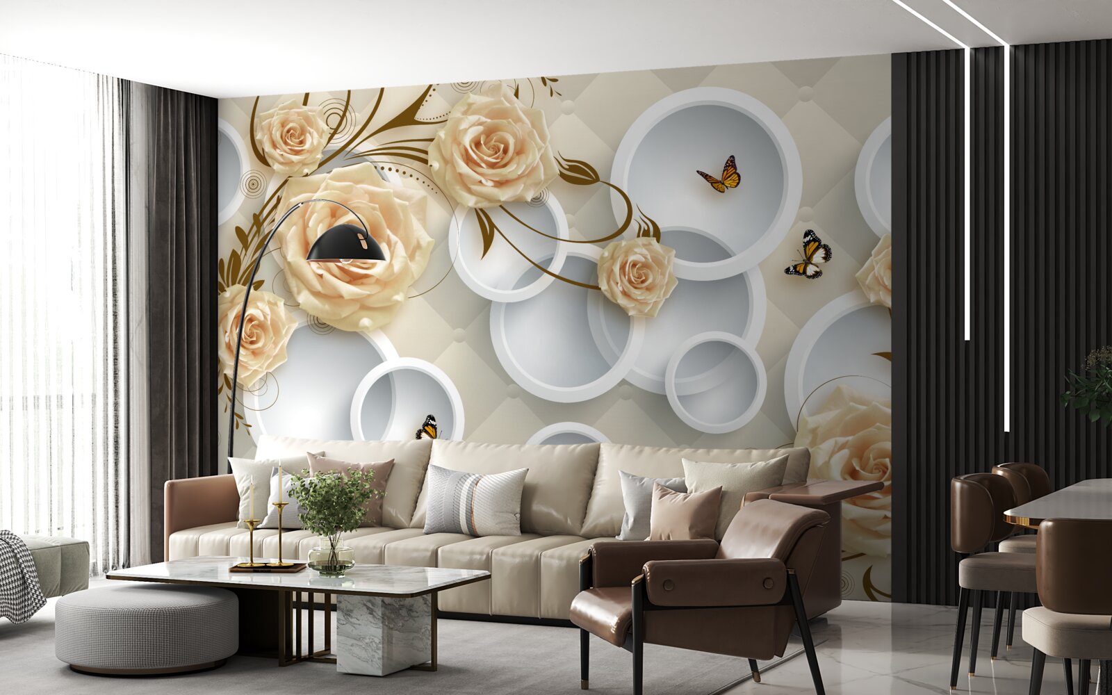 Fototapeta gałązki z różowego brązu z fantazyjną złotą dekoracją