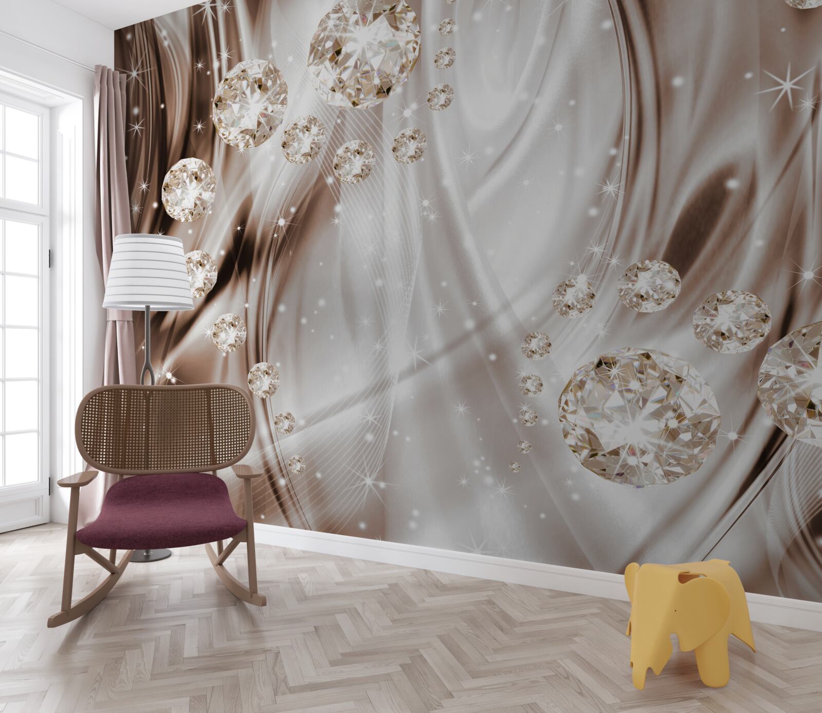 Fototapeta brązowy jedwab ze złotymi dodatkami