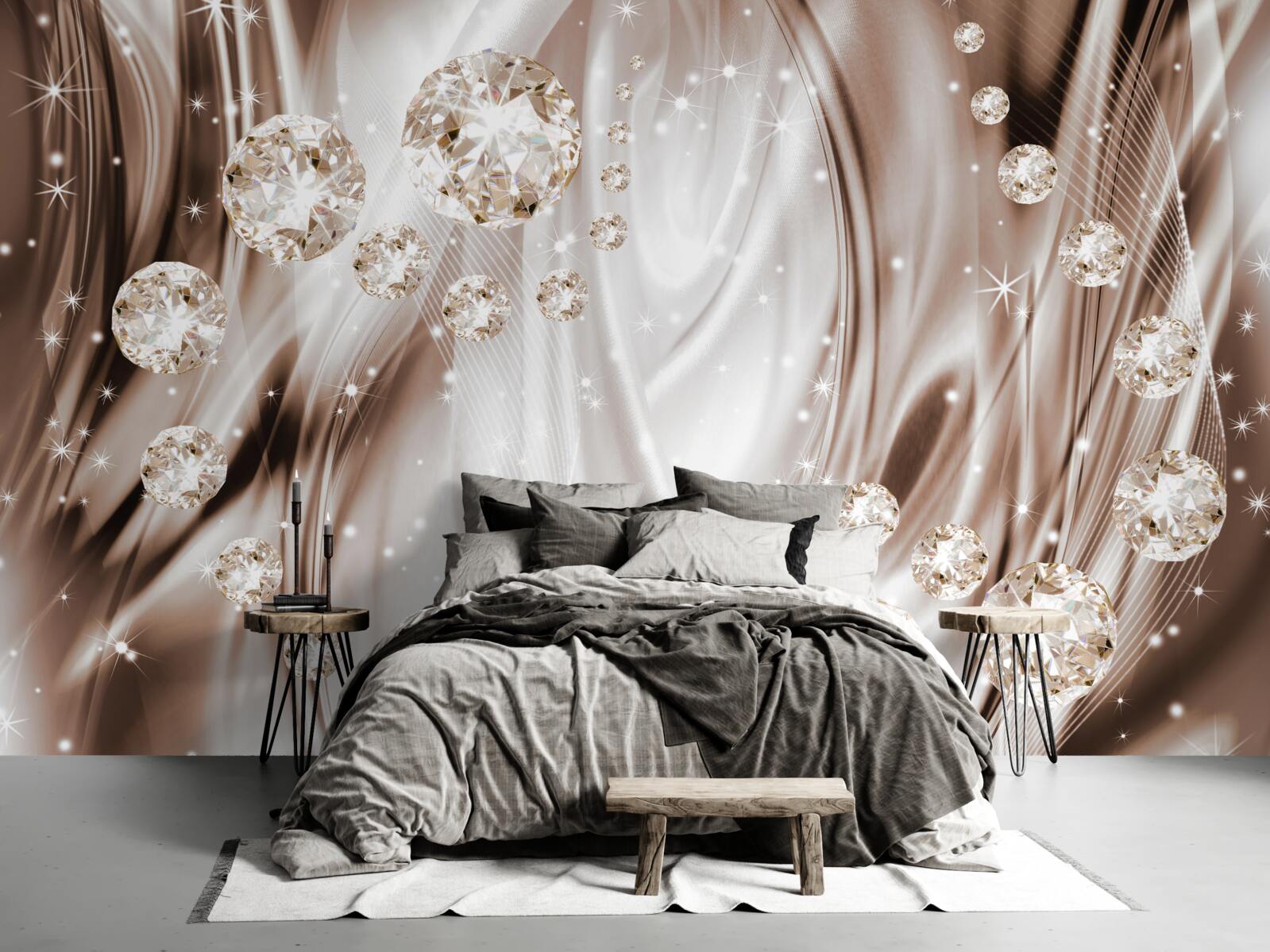 Fototapeta brązowy jedwab ze złotymi dodatkami