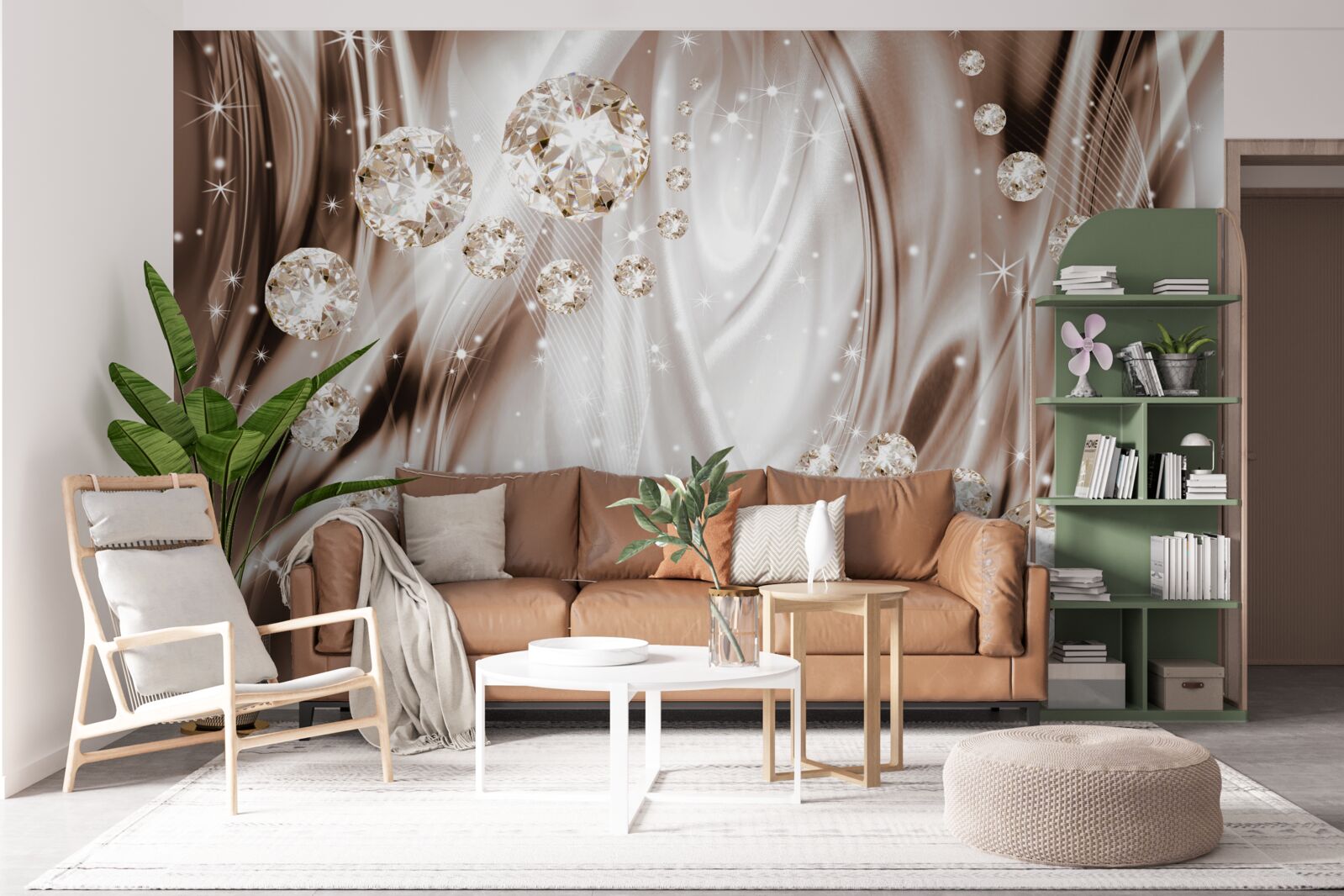 Fototapeta brązowy jedwab ze złotymi dodatkami