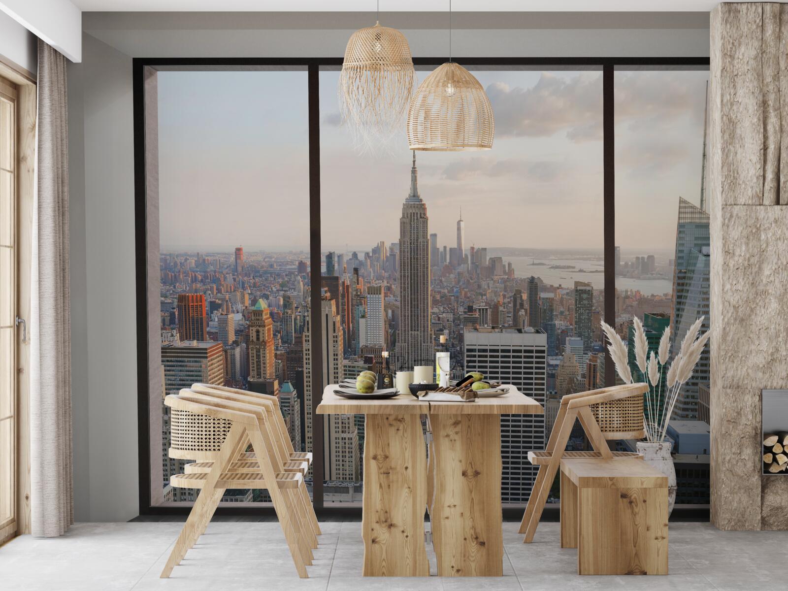 Fototapeta panorama centrum nowego jorku z okna