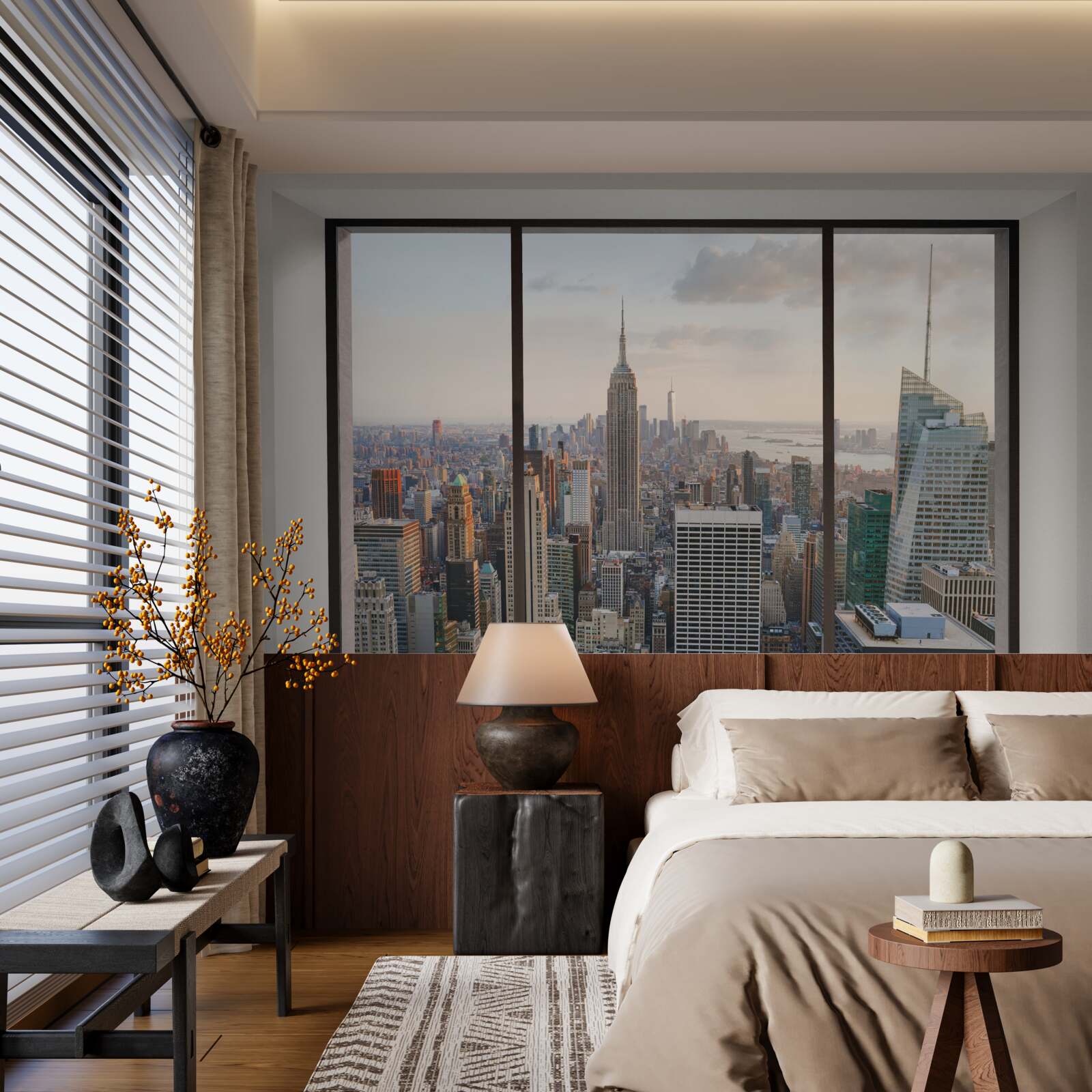 Fototapeta panorama centrum nowego jorku z okna