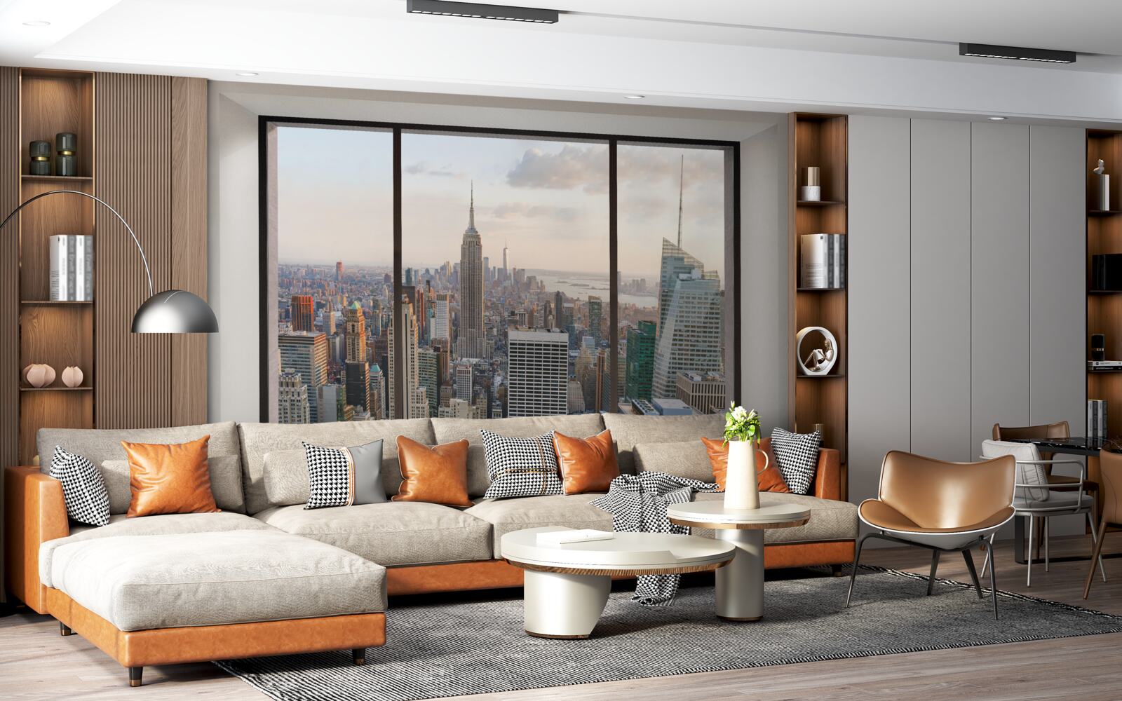 Fototapeta panorama centrum nowego jorku z okna