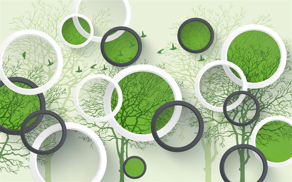 Fototapeta koła są pomalowane w kolorze drzew