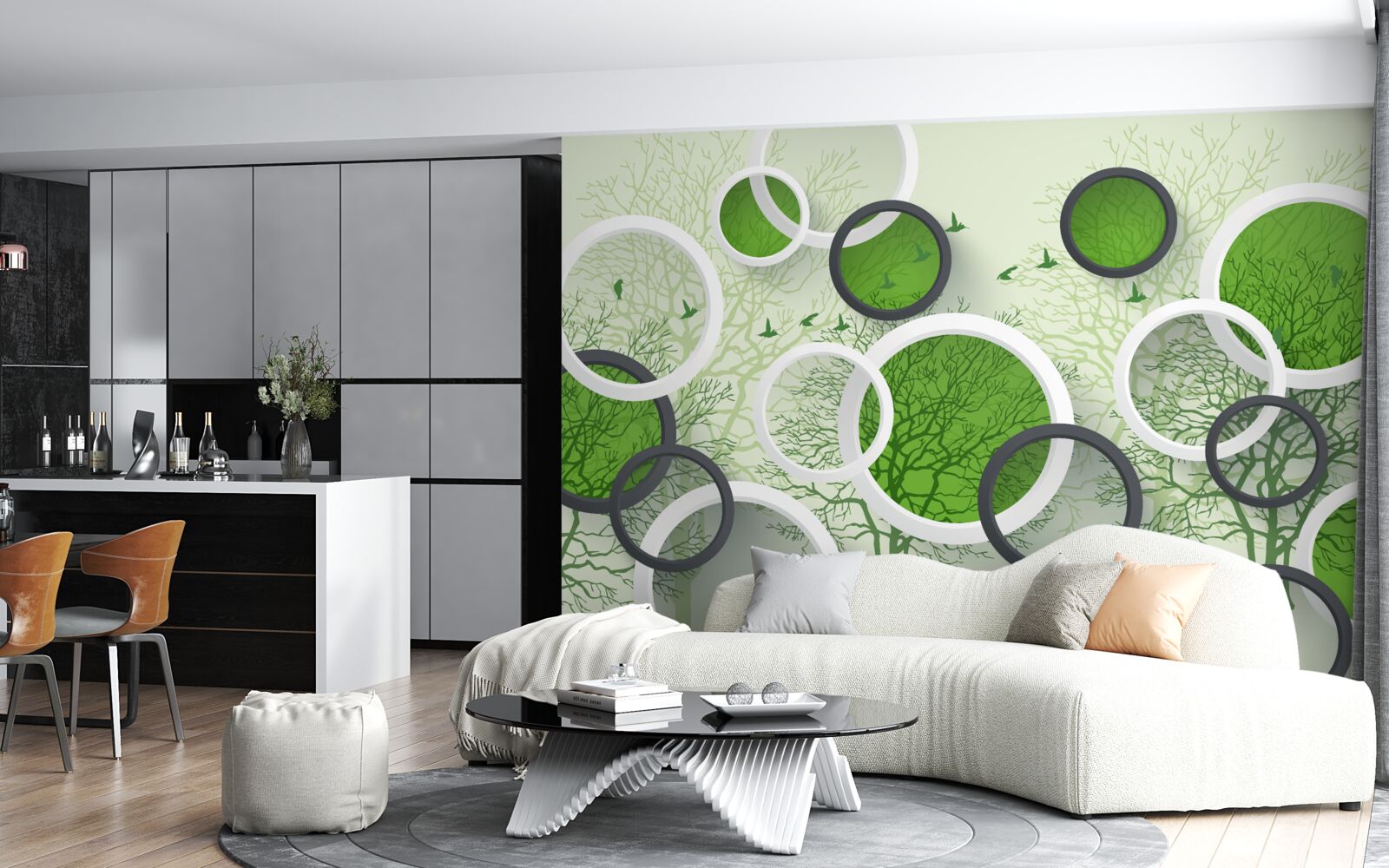 Fototapeta koła są pomalowane w kolorze drzew