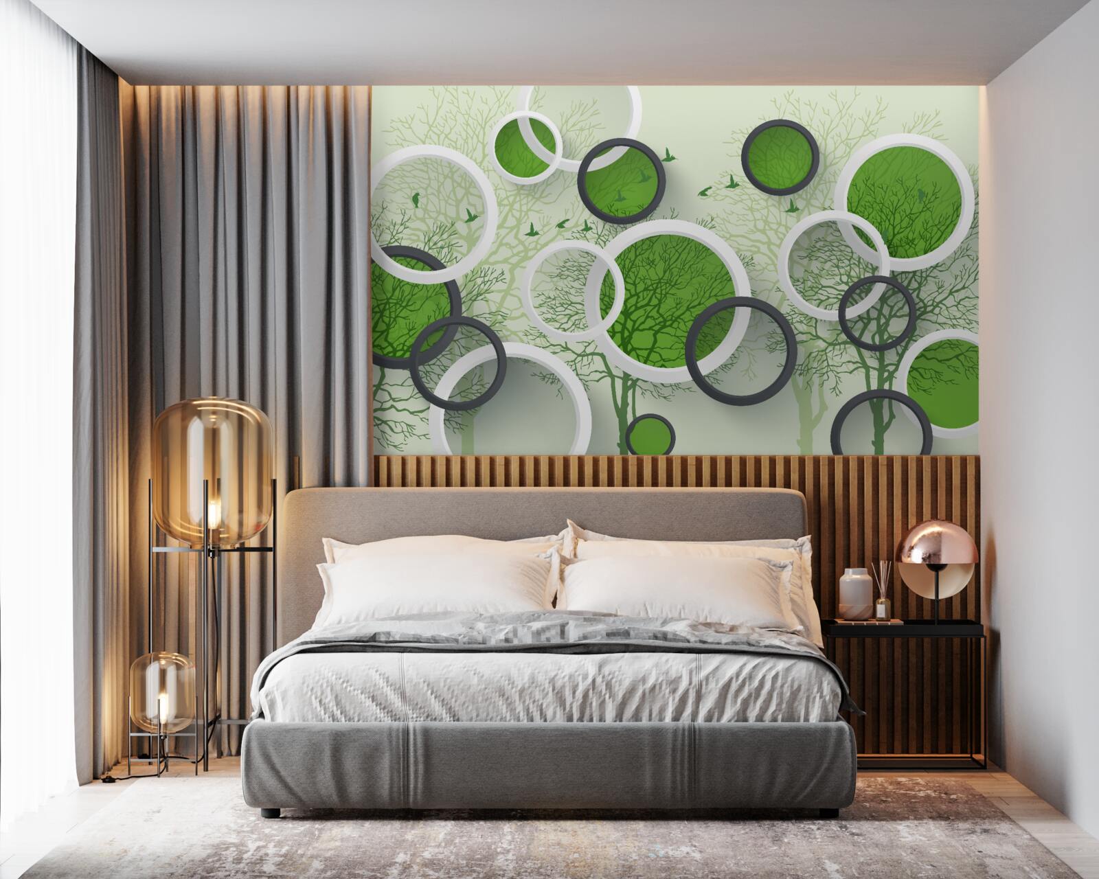 Fototapeta koła są pomalowane w kolorze drzew