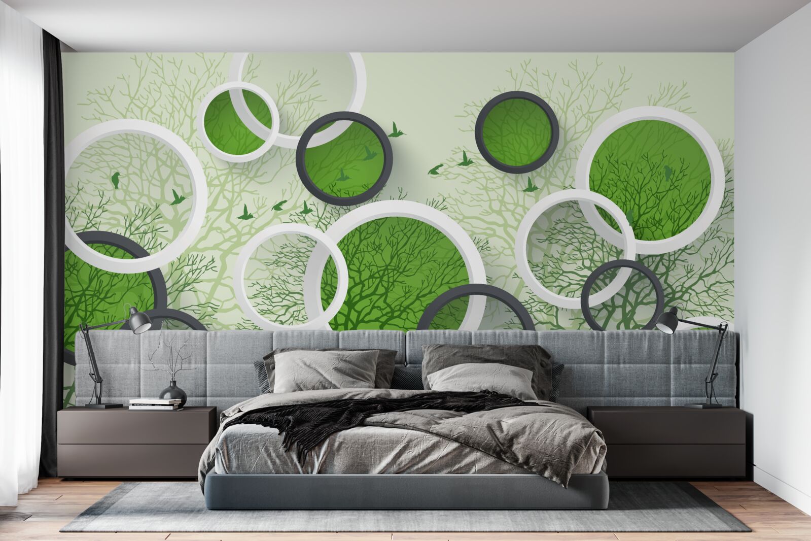 Fototapeta koła są pomalowane w kolorze drzew